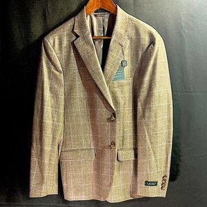 Ralph Lauren Light Brown Tweed with light Blue Plaid Sport Coat.